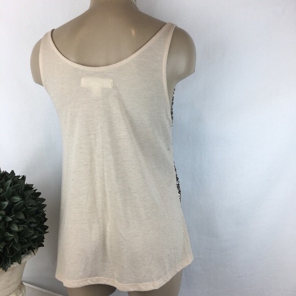 Decree Tan & Gold Sequins Embellished Tank Top M - Picture 6 of 7